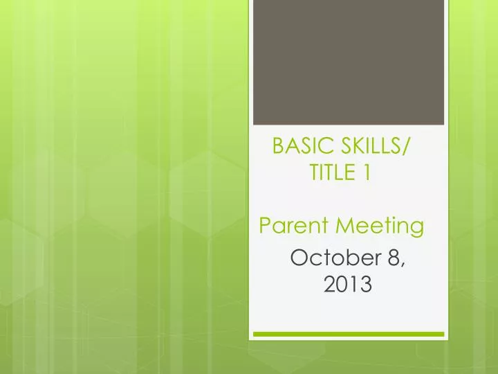basic skills title 1 parent meeting