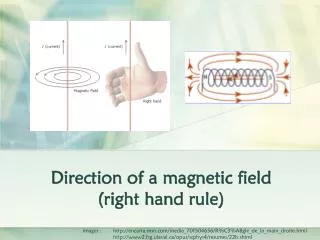 Direction of a magnetic field (right hand rule)