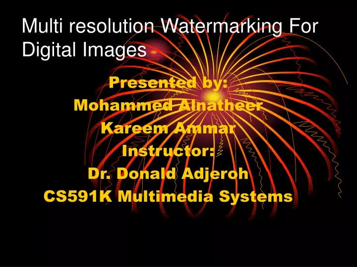 multi resolution watermarking for digital images