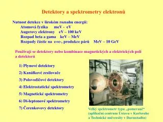 Detektory a spektrometry elektronů