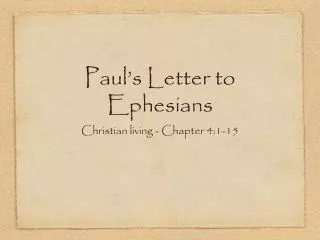 Paul’s Letter to Ephesians
