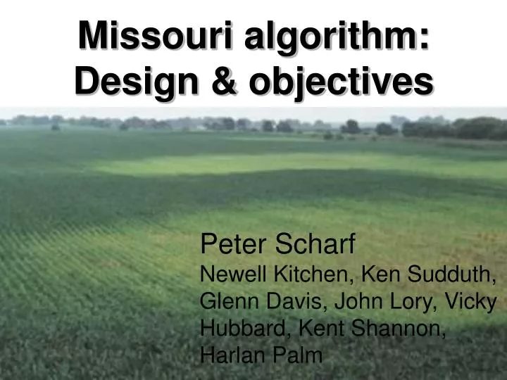 missouri algorithm design objectives