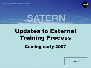 Updates to External Training Process