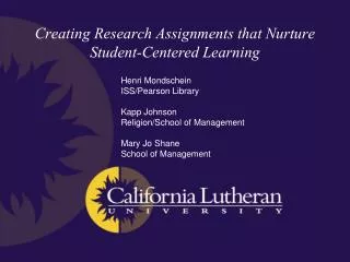 Creating Research Assignments that Nurture Student-Centered Learning