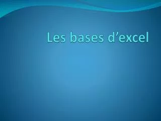 Les bases d’ excel