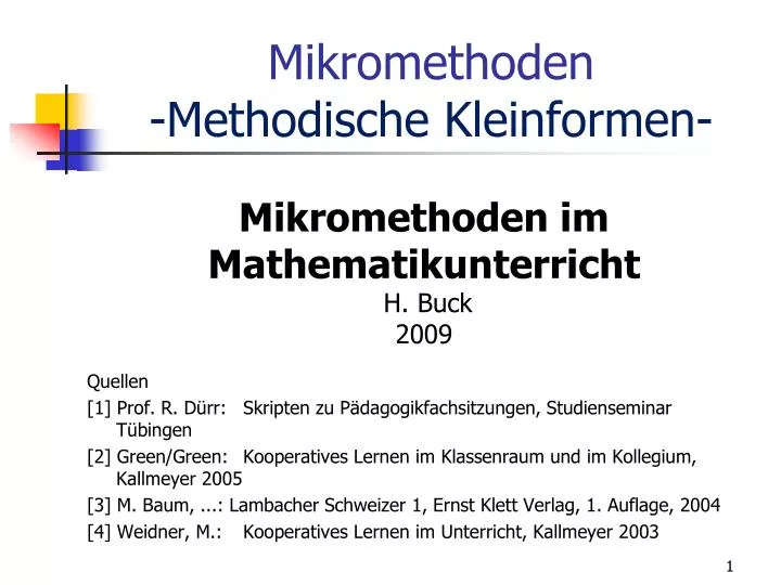 mikromethoden methodische kleinformen