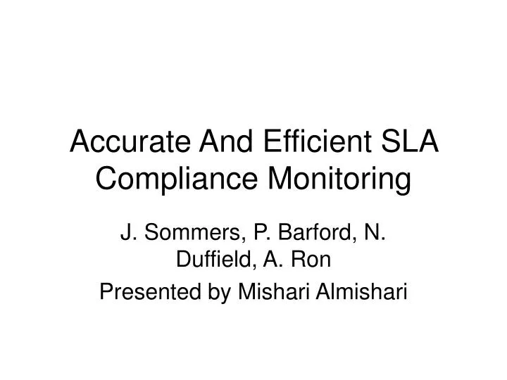 accurate and efficient sla compliance monitoring