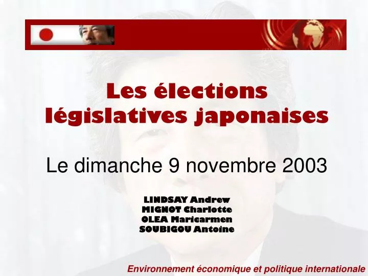 les lections l gislatives japonaises le dimanche 9 novembre 2003