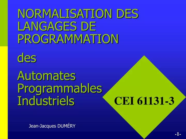 normalisation des langages de programmation des automates programmables industriels