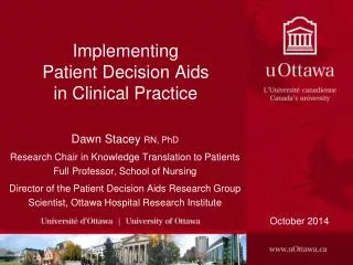 Implementing Patient Decision Aids in Clinical Practice