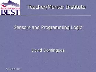 Sensors and Programming Logic