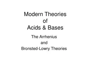 Modern Theories of Acids &amp; Bases