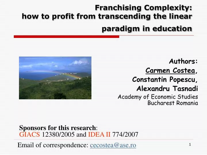 franchising complexity how to profit from transcending the linear paradigm in education