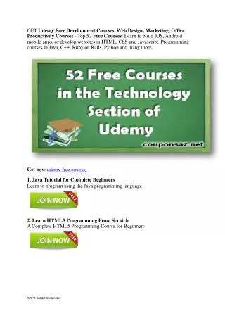 Free Development Courses, Web Design, Marketing, Office Prod