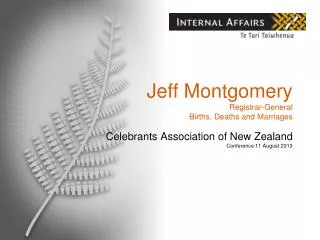 Jeff Montgomery Registrar-General Births, Deaths and Marriages