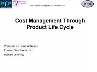 Cost Management Through Product Life Cycle