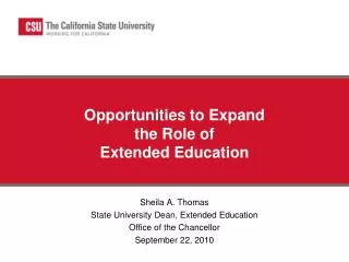Opportunities to Expand the Role of Extended Education