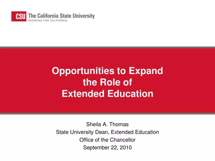opportunities to expand the role of extended education