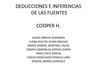 DEDUCCIONES E INFERENCIAS DE LAS FUENTES COOPER H.