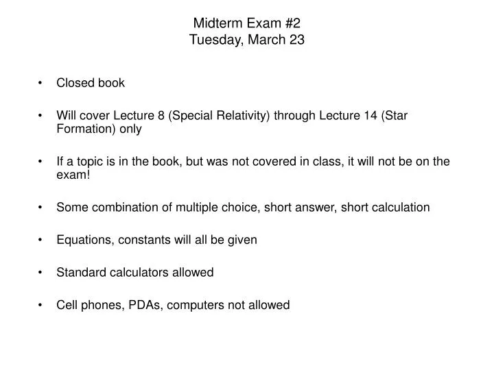 midterm exam 2 tuesday march 23