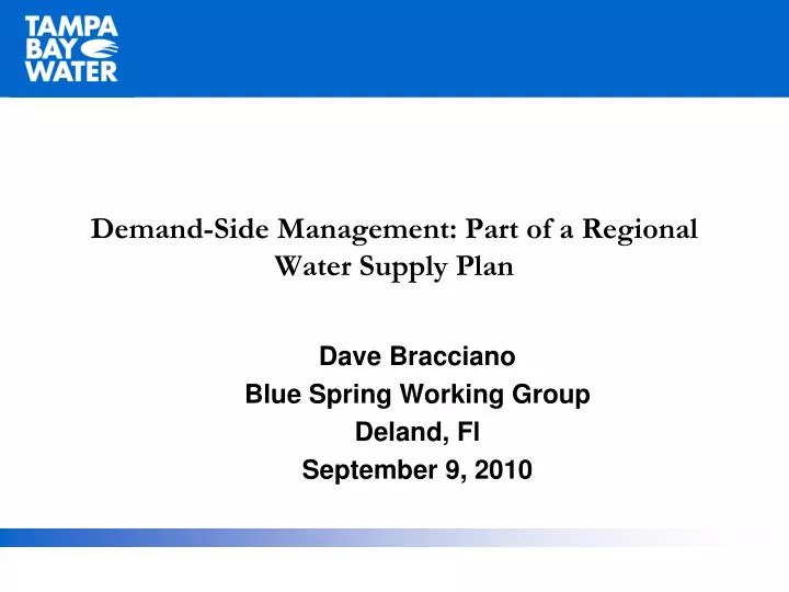 demand side management part of a regional water supply plan
