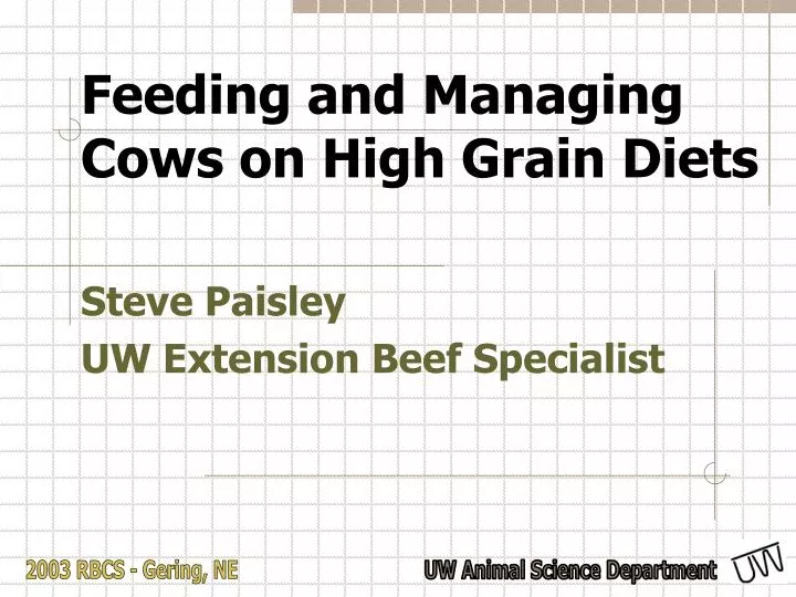 feeding and managing cows on high grain diets