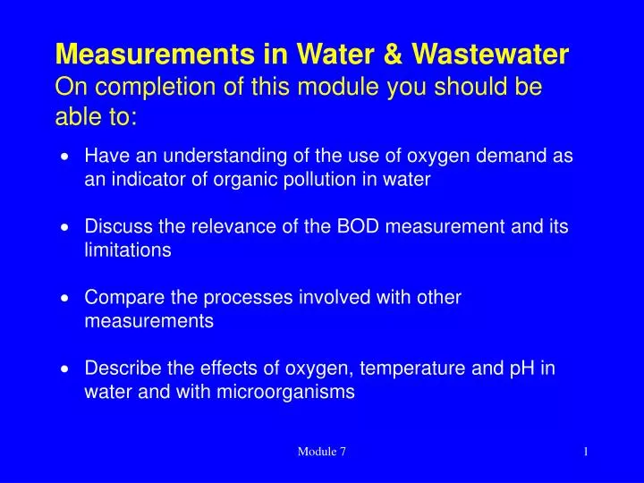 measurements in water wastewater on completion of this module you should be able to