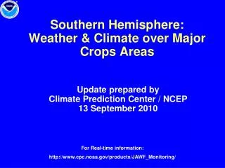 Southern Hemisphere: Weather &amp; Climate over Major Crops Areas