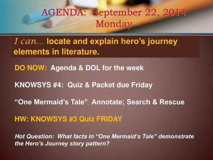 agenda september 22 2014 monday
