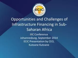 Opportunities and Challenges of Infrastructure Financing in Sub-Saharan Africa