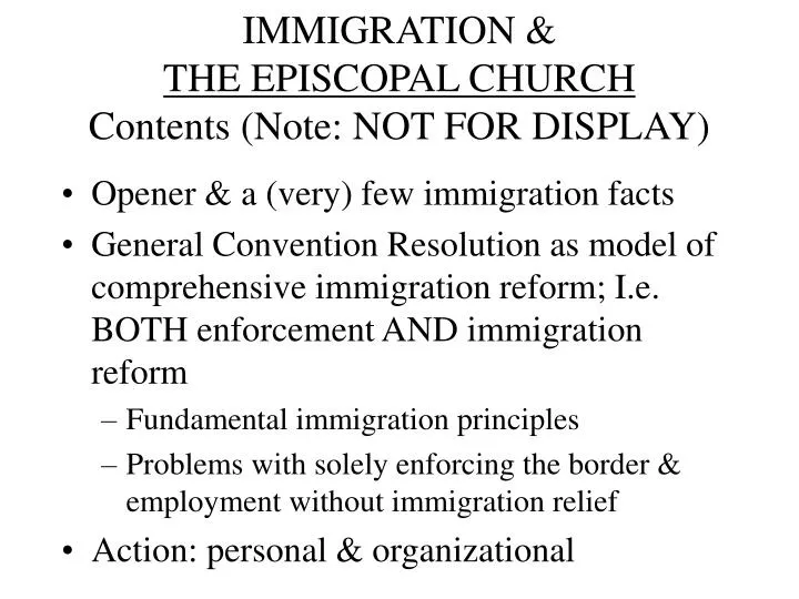 immigration the episcopal church contents note not for display