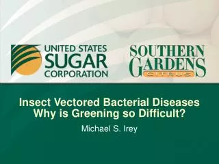 Insect Vectored Bacterial Diseases Why is Greening so Difficult?