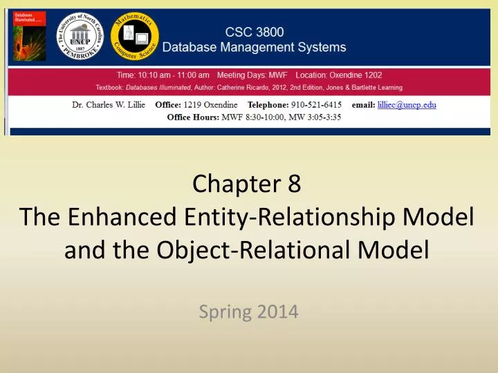 chapter 8 the enhanced entity relationship model and the object relational model