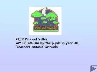 CEIP Pins del Vallès MY BEDROOM by the pupils in year 4B Teacher: Antonio Orihuela