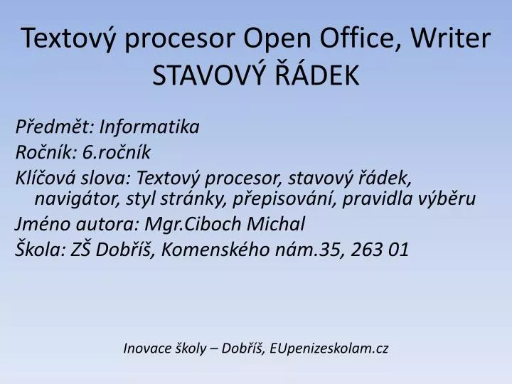 textov procesor open office writer stavov dek