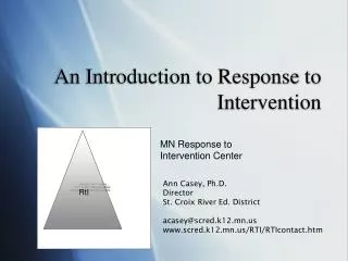 An Introduction to Response to Intervention