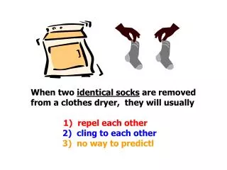 When two identical socks are removed from a clothes dryer, they will usually