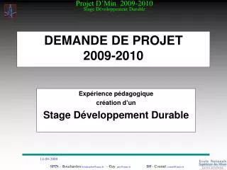 DEMANDE DE PROJET 2009-2010