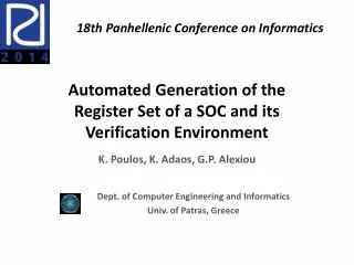 Automated Generation of the Register Set of a SOC and its Verification Environment