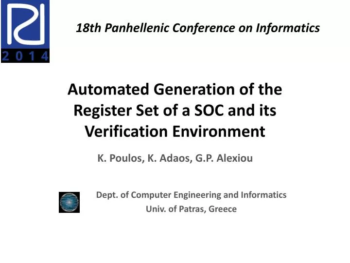 automated generation of the register set of a soc and its verification environment