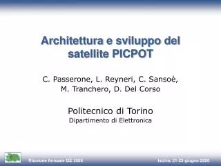 Architettura e sviluppo del satellite PICPOT