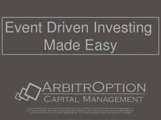 Event Driven Investing Made Easy