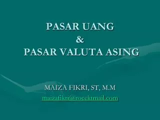 pasar uang pasar valuta asing