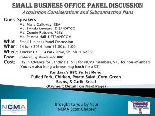 Small business office panel discussion Acquisition Considerations and Subcontracting Plans