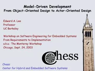 Model-Driven Development From Object-Oriented Design to Actor-Oriented Design