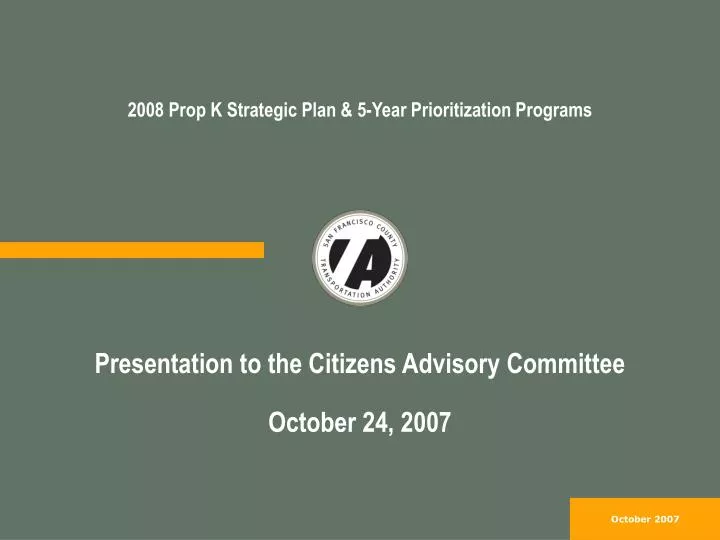 2008 prop k strategic plan 5 year prioritization programs