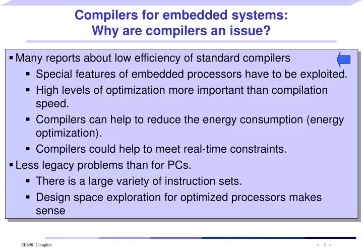 compilers for embedded systems why are compilers an issue
