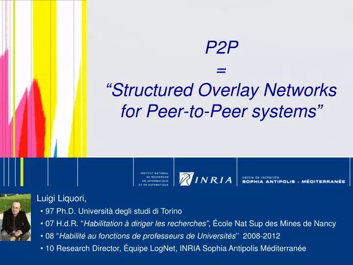 p2p structured overlay networks for peer to peer systems