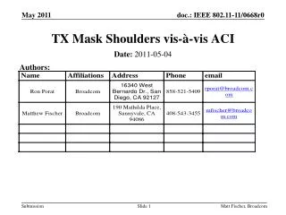 TX Mask Shoulders vis-à-vis ACI