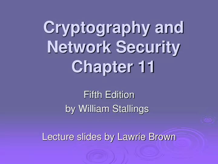 cryptography and network security chapter 11